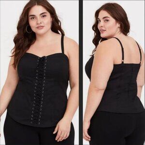 Torrid Black Poplin Lace-Up Cami